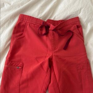 Red Cargo Pants with Drawstring